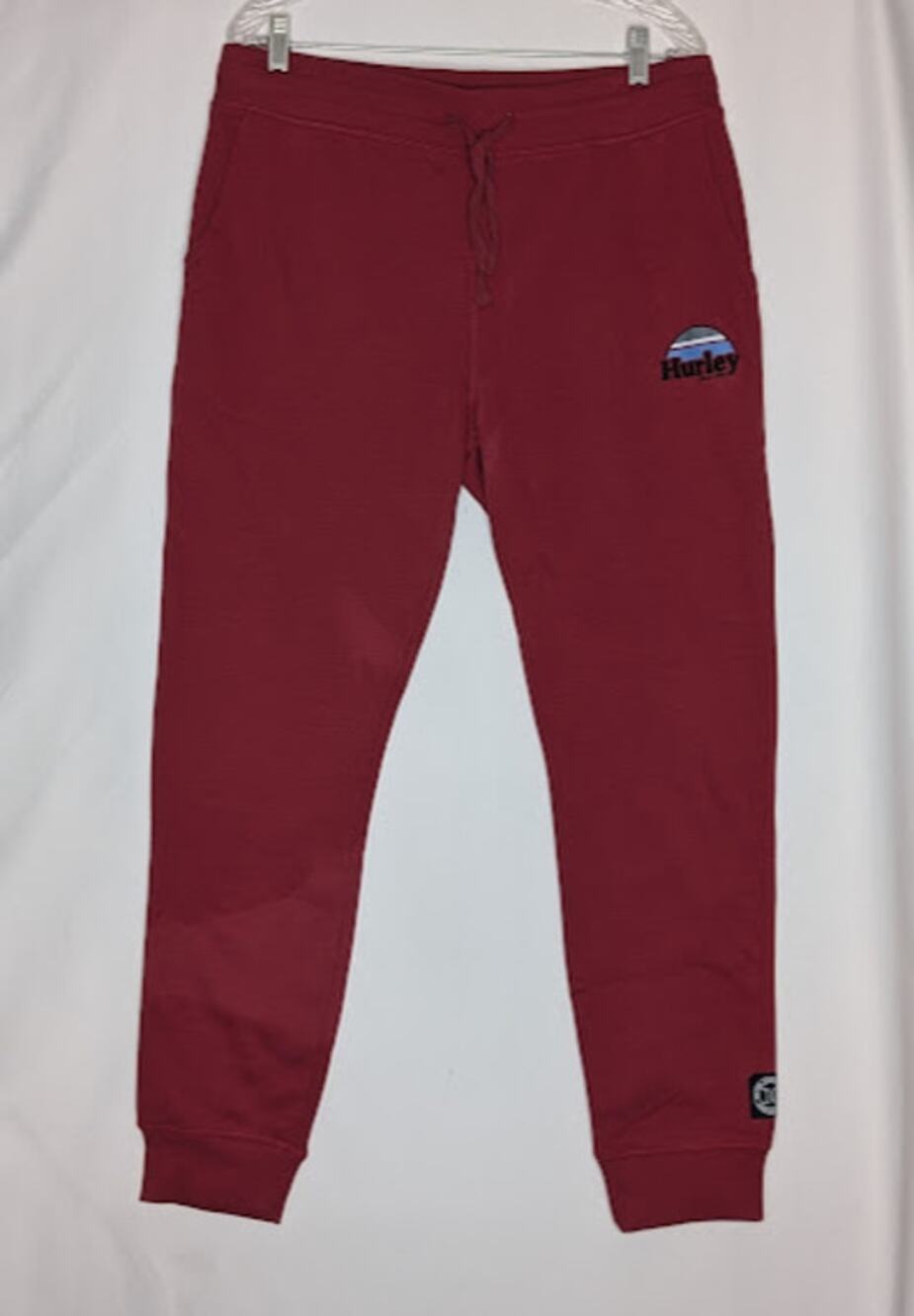 HURLEY New Mens Burgundy Fleece Joggers Large Athleisure loungewear cozycore,